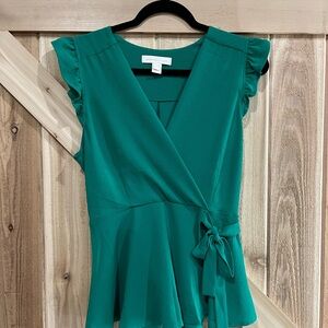Ruffle Sleeve Wrap Blouse
